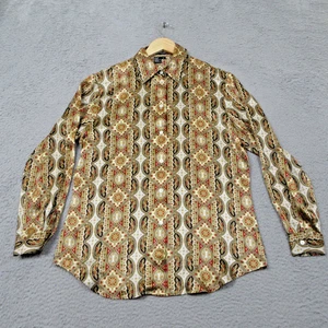 Vintage IShyu Seidenbluse Damen 10 creme Paisleymuster Seide Regal Trendycore - Bild 1 von 18