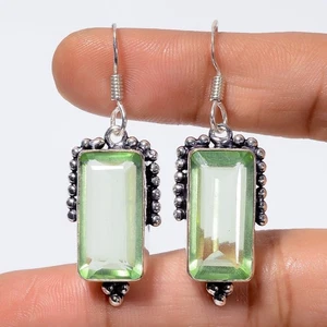 Natural Peridot Gemstone Drop/Dangle Green Earrings 925 Sterling Silver Jewelry - Picture 1 of 8