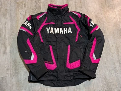 雅马哈女式 4 冲程内衬雪地摩托车夹克 M 码黑色粉红色口袋  — 第 1/4 张图片