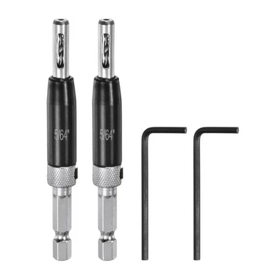 Juego de 2 brocas autocentrantes de 5/64" vástago hexagonal 1/4" para bisagras, negro Foto 1 de 4