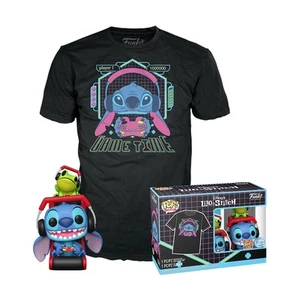 Funko Pop! & Tees (Adult) - Lilo and Stitch - Gamer Stitch with Frog and - Picture 1 of 2