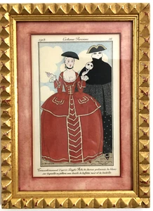 G.Barbier. Trachtendruck 1912 original handkoloriert gerahmt, im vergoldeten neuen Rahmen - Bild 1 von 6