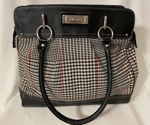 CHAPS Vintage Black Red Beige Houndstooth Handbag Crossbody~ Excellent! - Picture 1 of 14