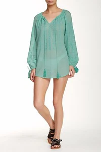 Nanette Lepore Swim Beach Coveup Peasant Style Solid Green Seafoam Green M NWT - Picture 1 of 4
