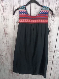 C&C California black embroidered shift dress Medium Black Sleeveless Lined  - Picture 1 of 9