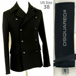 DSQUARED2 NEW $1,745 DOUBLE-BREASTED PEACOAT 99%WOOL/SILK MADEinITALY EUR48 US38 - Picture 1 of 12