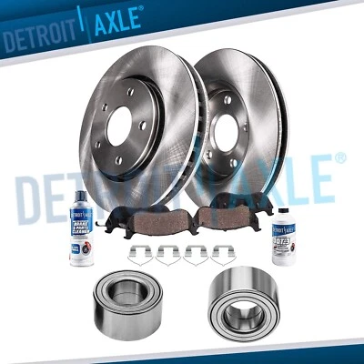 Front Brake Solid Rotors Brake Pads Wheel Bearings for 2009 - 2016 Toyota Venza - Image 1 of 4