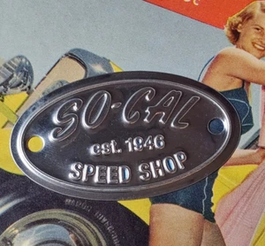 Etiqueta insignia emblema de metal atornillable So-Cal Speed Shop Hot Rod 1932 Ford Custom automático - Imagen 1 de 4