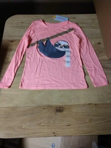 Cat & Jack Girls Size S 6/6X Sloth Long Sleeve Shirt - Picture 1 of 8