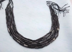 Tubular Natural Black Tourmaline drilled Beading strands 16" 10pc strands w.sale - Picture 1 of 6