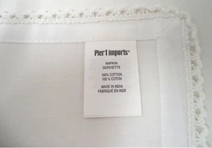 PIER 1 White 100% Cotton Napkins (NEW) - Picture 1 of 3