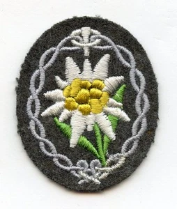 Insignia de manga original del ejército de la Wehrmacht para equipos de cazadores de montaña blanco noble - Imagen 1 de 2