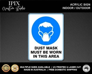 DUST MASK MUST BE WORN IN THIS AREA - MANDATORY | ACRYLIC | SIGN | HEALTH & SAFE - Picture 1 of 6