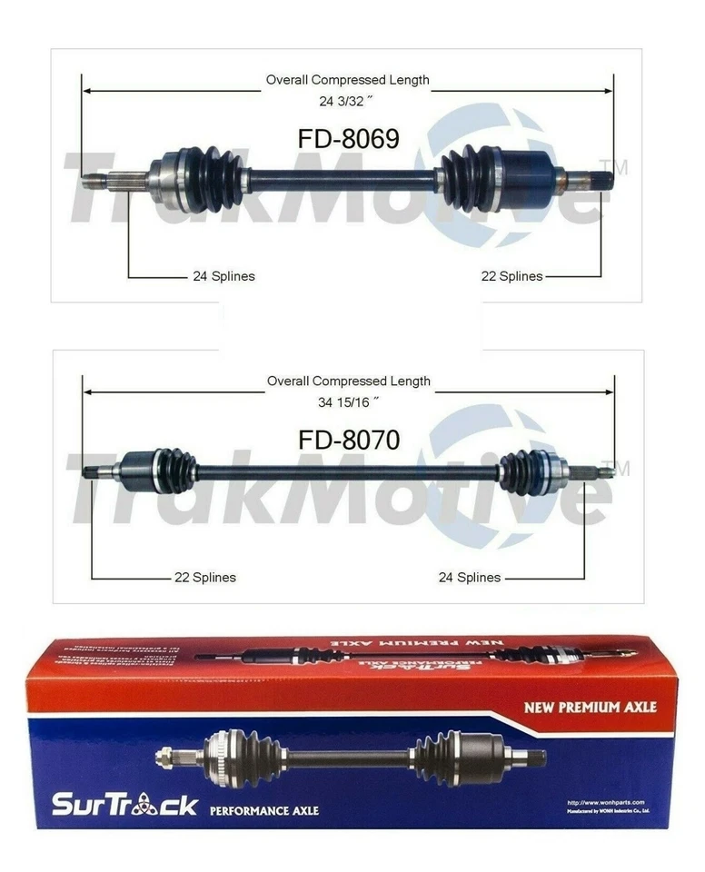 For Ford Festiva FWD 88-93 Pair of Front CV Axle Shafts SurTrack Set Stdrd Trans - Image 1 of 1