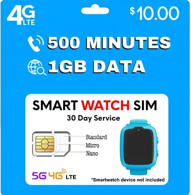 Jolt Mobile AT&T Smart Watch SIM Card for Kids Senior 5G 4G LTE Smartwatch Plan  - Image 1 of 4