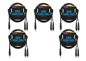 Câble RCA 2x RCA vers 3.5mm connecteur stéréo 0,30m AC-276-030 audio lot de 5 pièces noir - Photo 1/2