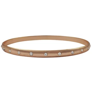 Fashion Bangle 65mm - 4mm Gold Plated Non Hollow Jeweled Tones Elegant - Picture 1 of 5