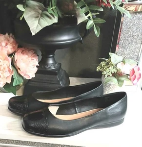 US 12WW Black Comfortview The Fay Flat Slip-On Ballet Faux Crocodile Toe Cap - Picture 1 of 9