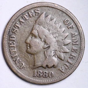 1880 INDIAN HEAD CENT G/VG FREE SHIPPING BEST  PRICES ON THE BAY - Picture 1 of 2