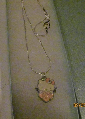 New Hello Kitty Enamel Charm Pendant sterling silver Necklace 16” with gift box - Image 1 of 2