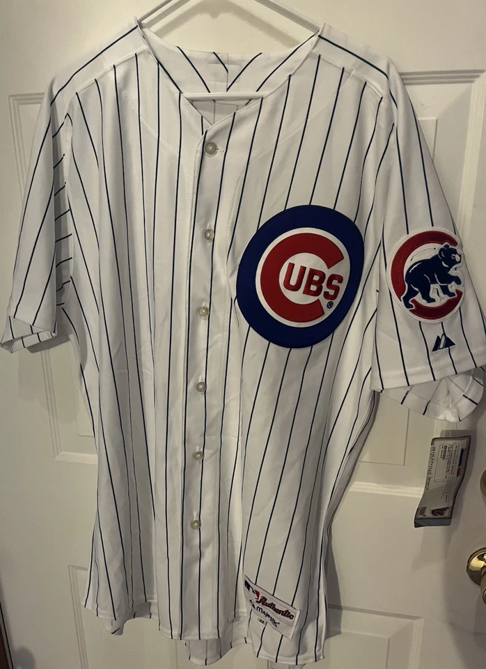 Camiseta deportiva MAJESTIC auténtica 48 XL Chicago Cubs a rayas Ernie Banks #14 nueva con etiquetas Foto 1 de 4