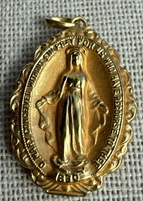 Vintage & Unique 10K Yellow Gold Miraculous Mary 1880 Locket Pendant 1.8 Grams - Image 1 of 4