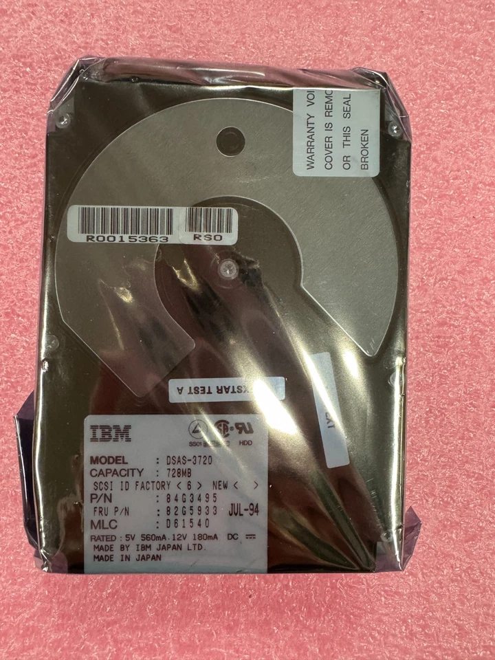 Vintage IBM 3.5" 728MB IDE Hard Disk Drive DSAS-3720  P/N 84G3495 FRU: 82G5933 - Image 1 of 2