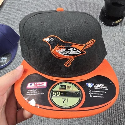 Baltimore Orioles Hat Cap Fitted Mens 7 3/8 Black Orange MLB Baseball New Era - Image 1 of 4