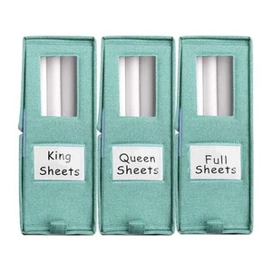 3-Pack Bed Sheet Organizer – Teal Sheet Organizer for Linen Closet, Foldable ... - Picture 1 of 9