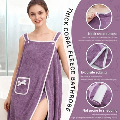 Toalla de baño portátil para damas Toalla de ducha Vestido Baño de secado rápido para mujeres Foto 1 de 4