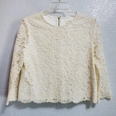 Top Kate Spade New York Mujer 2 Marfil Floral Encaje Manga 3/4 Femenino Elegante Foto 1 de 4