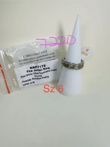 NIB Bomb Party Sz6 RBP7178 Juliet Ring Olive Tourmaline Cubic Zirconia Rhodium P - Picture 1 of 7