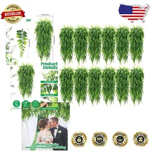 Durable 32-Inch Artificial Hanging Plants - 12 Boston Ferns for Stylish Displays - Picture 1 of 9