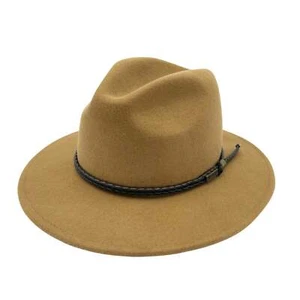 Jacaru Australian Wool Fedora Hat Outback 100% Wool Crushable Travel - Caramel - Picture 1 of 3
