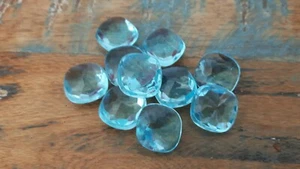 ♡Nr. G3- 10 piezas encantadoras piedras de vidrio antiguas aguamarina 14 mm pulido facetado♡ - Imagen 1 de 2