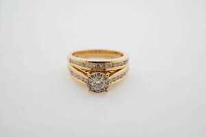 Diamond Wedding Set 14K Yellow Gold Engagement Wedding Ring Set #24277