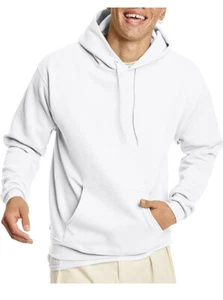 Hanes Men's Pullover EcoSmart Hooded Sweatshirt, White, Size Medium - Picture 1 of 6