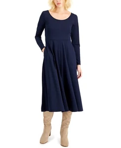 Alfani Womens Scoop-Neck Pocketed Dress X-small Dark Navy Blue - Picture 1 of 1