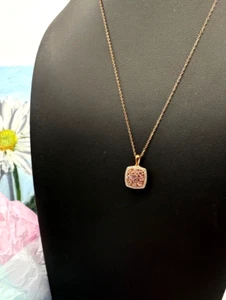 Designer DK White & Pink CZ Rose Gold Vermeil Sterling Silver 18" Necklace - Picture 1 of 7