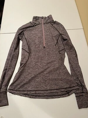 EUC Lululemon Womens Race Your Pace 1/2 Zip Shirt Hyper Stripe Mauvelous Size 8 - Image 1 of 4