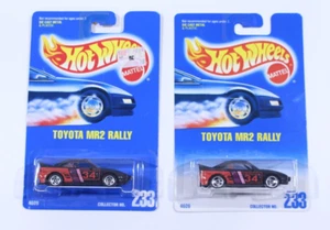 NEW Hot Wheels 1991 Blue Card Toyota MR2 Rally 5SP White Card 3SP # 233 LOT NIP - Picture 1 of 18