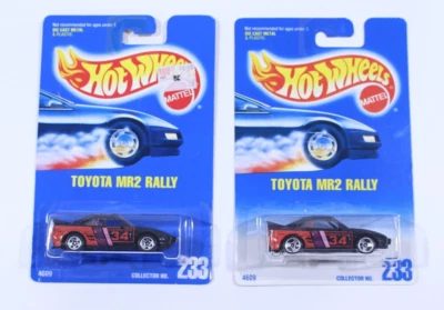 NEW Hot Wheels 1991 Blue Card Toyota MR2 Rally 5SP White Card 3SP # 233 LOT NIP - Image 1 of 4