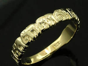 R017->  Adorable Genuine 9K 9ct Solid Gold LUCKY Elephant BAND Ring size W - Picture 1 of 2