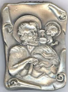SAINT CHRISTOPHE PLAQUE AUTO PARCHEMIN DE FACE ARGENTE - Picture 1 of 2