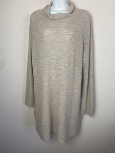 Eileen Fisher Extra Fine Merino Wool Tunic Turtleneck Sweater Beige Size L $248 - Picture 1 of 3
