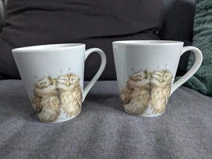 Wrendale Designs ‘the Twits' Owl Mugs X2 - Picture 1 of 5