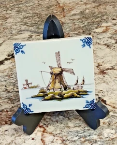 Vintage 5 Inch Square Dutch Windmill Royal Tichelaar Markkumr Tile - 1981 - Picture 1 of 2