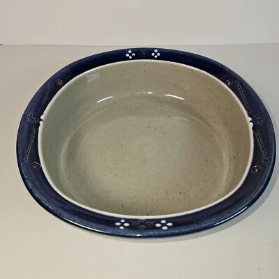SERVING BOWL Handmade Studio Pottery 9 1/4" Signed by Knanishu  Colbalt Blue - Image 1 of 4
