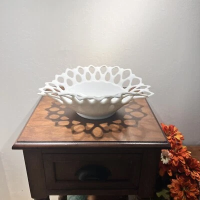 Westmoreland Tazón de Vidrio de Leche Encaje Abierto Elegante Expositor de Frutas 12" Foto 1 de 4