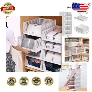 5-Pack Stackable Plastic Closet Storage Boxes - Multifunctional Organizer - Picture 1 of 11